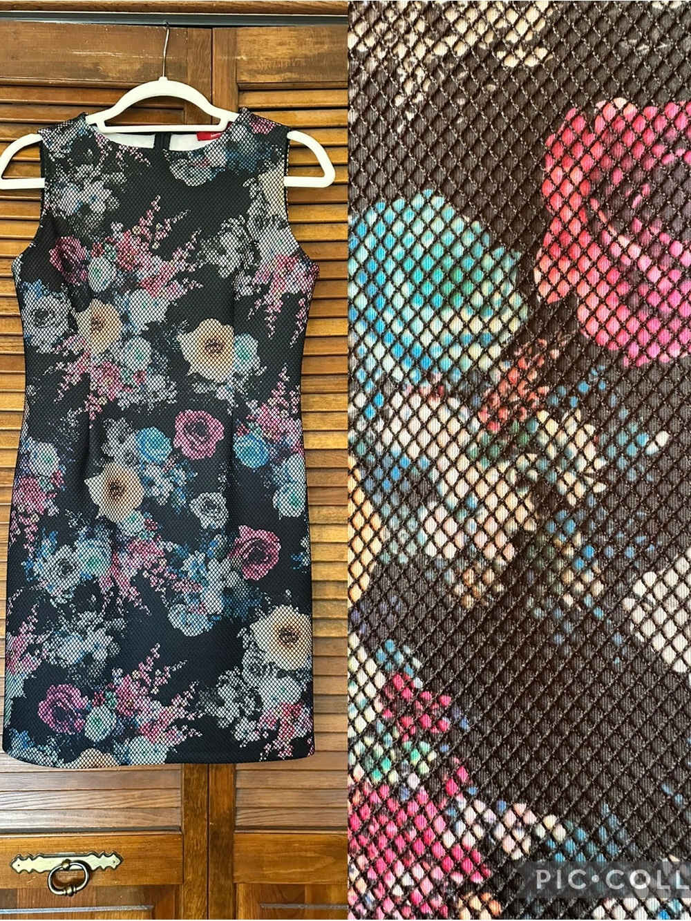 RED Saks Fifth Avenue Mesh Overlay Floral Sheath Dress size small.